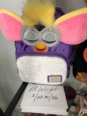 Loungefly Purple Pink Yellow Furby Plush Mini Backpack